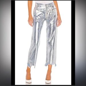 Free People JEANS MIT METALLIC-SCHIMMER MAGGIE